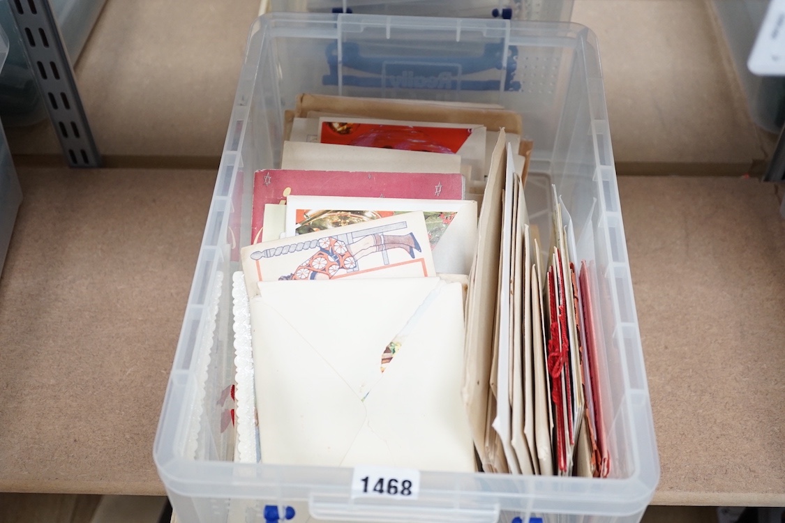 A collection of postcards and greetings cards